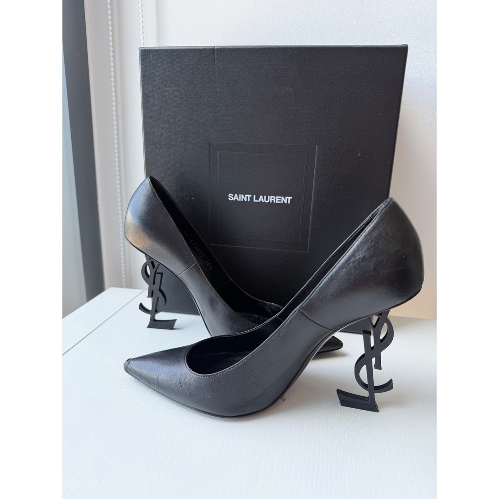 Saint Laurent Opyum 110 Black Leather Pumps – Size EU 38.5 / US 8–8.5